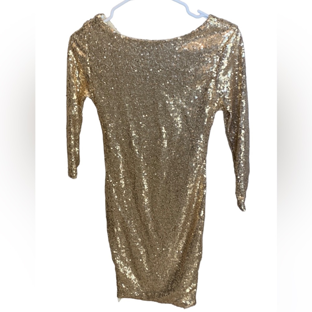 Solid Gold Sequin Formal/Bridesmaid Dress